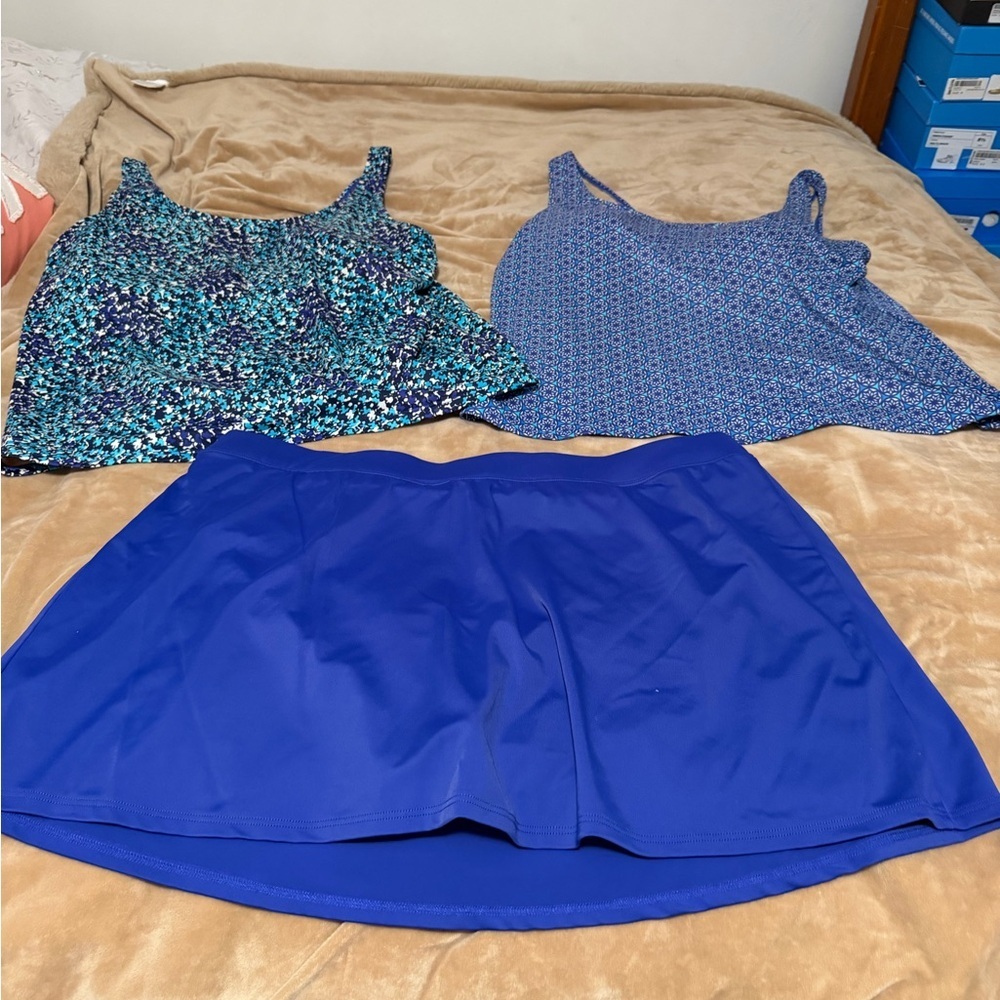 L.L. Bean 3 Piece Skirted Swim Tankini Set 18/20 Women’s